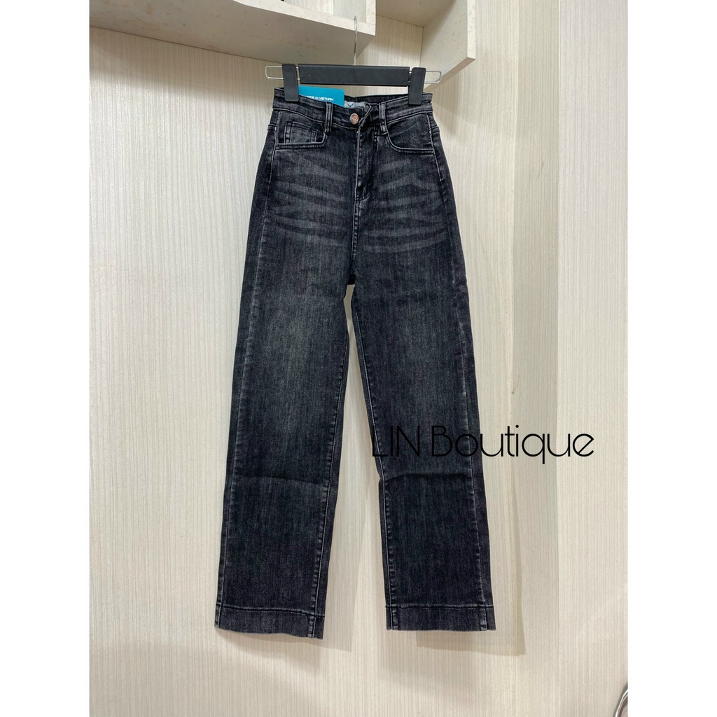 Quần jean ống đứng 92cm xám muối tiêu co giãn