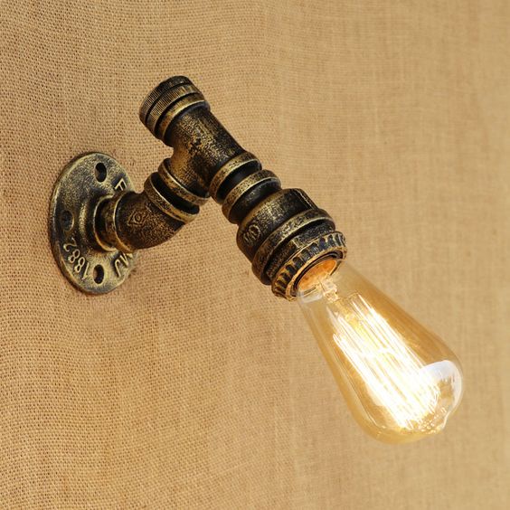 Sản phẩm đèn treo tường thiết kế phong cách Steampunk - Sử dụng ống sắt phi 21
