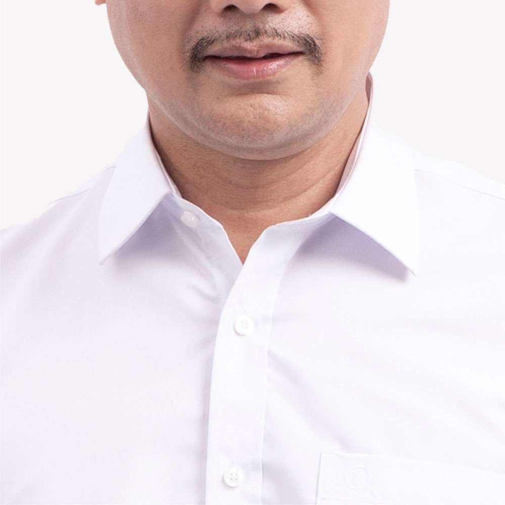 Áo Sơ Mi Nam Ngắn Tay Trung Niên ANCHI Classic Cotton Trơn Màu Trắng Cao Cấp