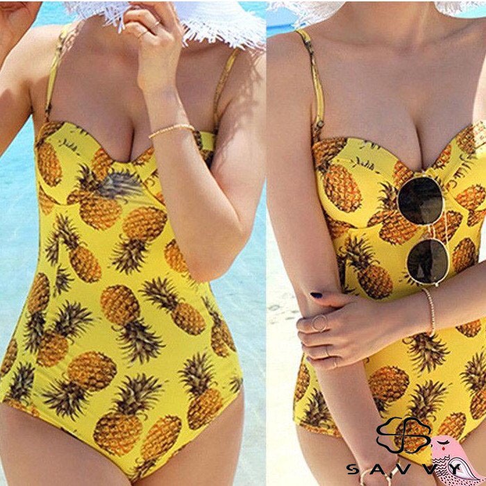Áo Tắm, Đồ Bơi Váy Đi Biển Liền ,Bikini Họa Tiết Vàng Hoa Du Lịch SAVVY SHOP