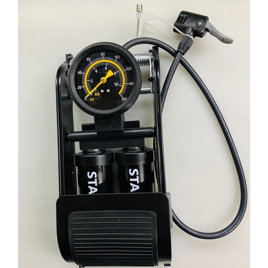 Bơm Đạp Chân Đa Năng Mini Cho Ô Tô Xe Máy Xe Đạp 2 Xilanh / 1 Xilanh Stanlays