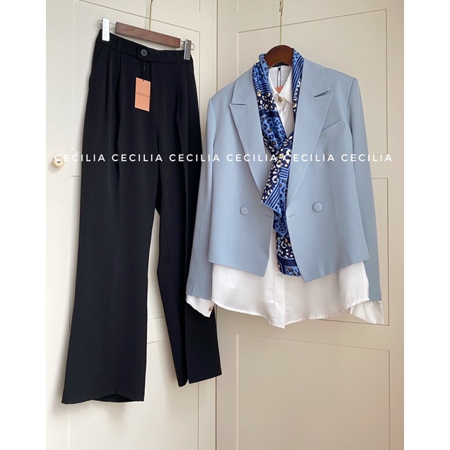 Quần suông CECILIA khuy lệch size XS->L chất suôn mượt ít nhăn - dáng cạp cao giấu bụng che khuyết điểm mông đùi
