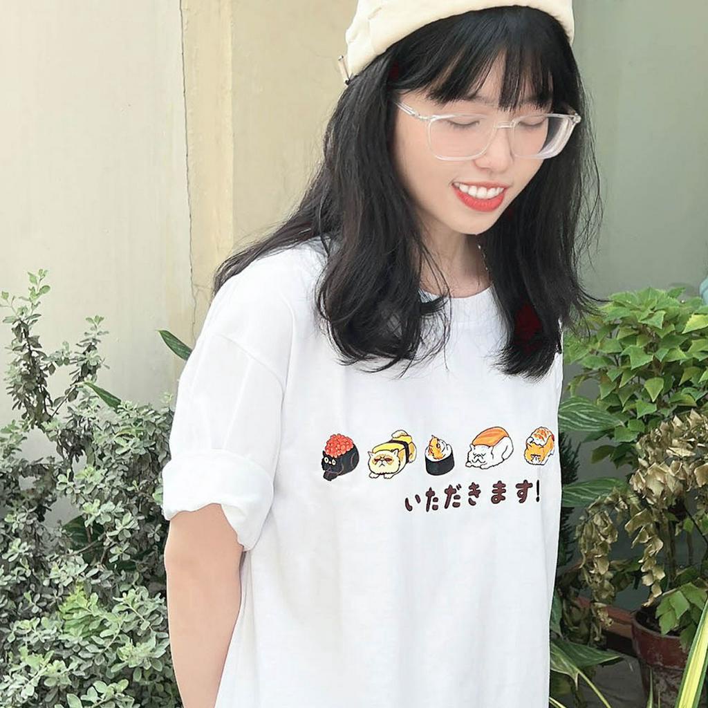 Áo Thun Sushi Cat Oversized