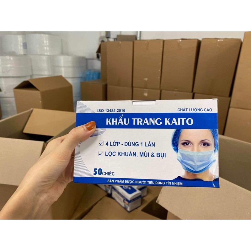 Hộp 50c khẩu trang y tế 4 lớp Kaito cho người lớn - Khẩu trang y tế chuẩn