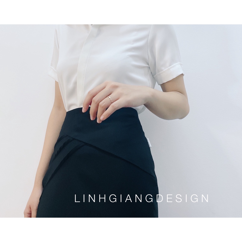 Chân váy bút chì xếp ly chéo