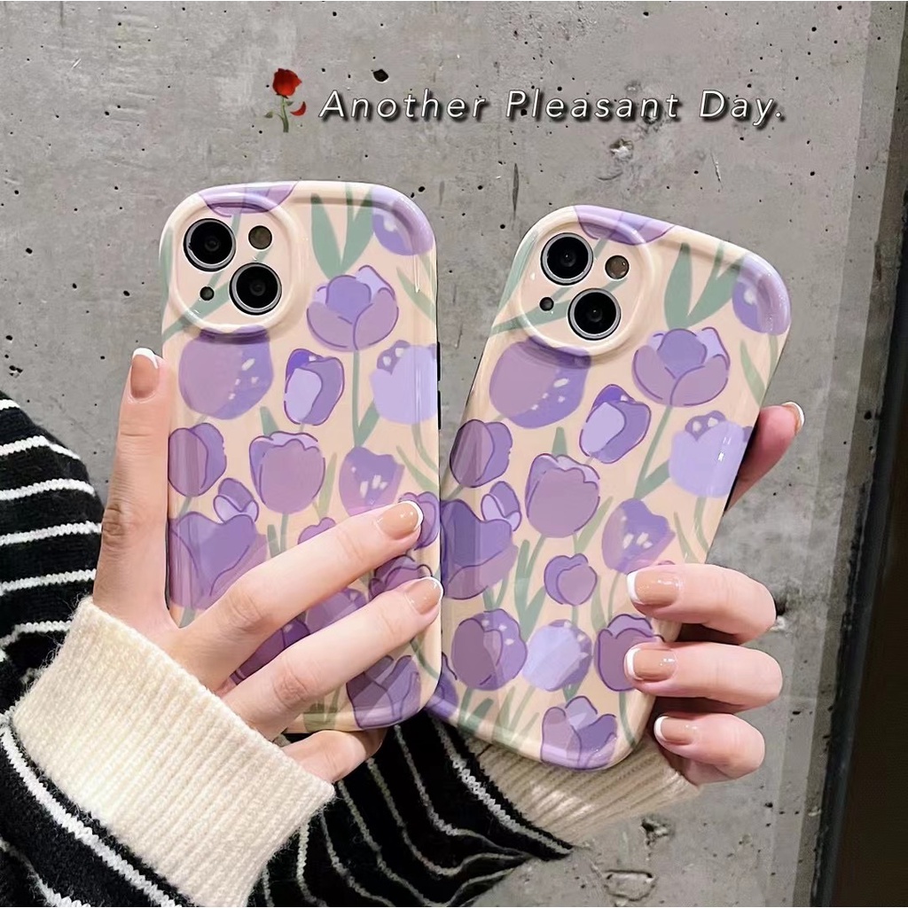 Ốp Điện Thoại tpu Họa Tiết Hoa tulip Tím Hoạt Hình Cho iphone 13 pro max ins12 pro max x/xs max11 pro max xsmax