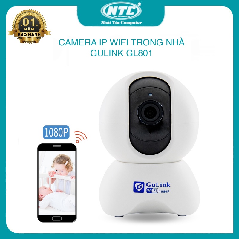 Camera IP wifi Gulink GL801 FullHD quay 360 độ đàm thoại 2 chiều - phát hiện chuyển động (Trắng)