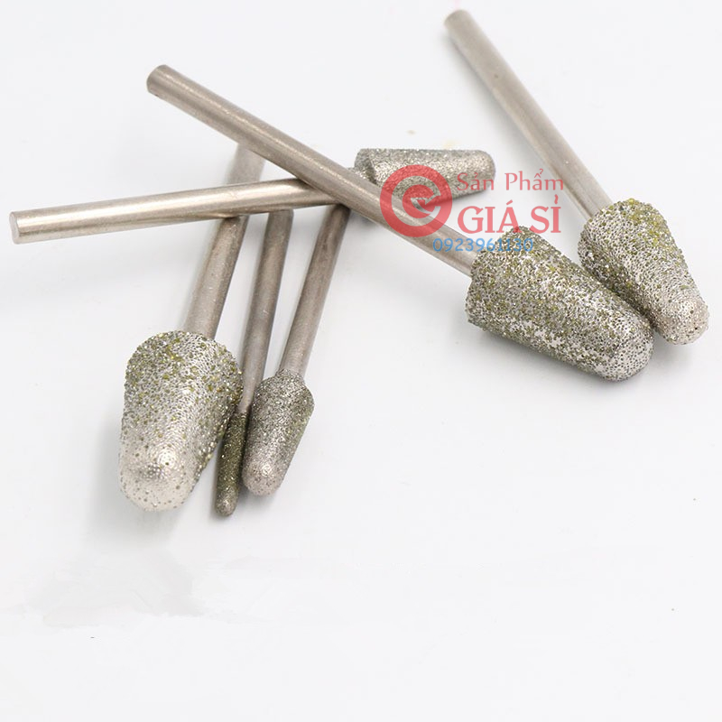 Bộ 2 đầu mũi mài kim cương hình nón ( lõi 3.0mm, đầu 6mm và 10mm) ❤️freeship❤️