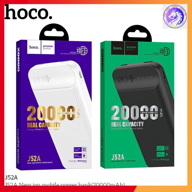 Pin Sạc Dự Phòng Cao Cấp Hoco J52A New Joy 20000 mAh 2 Cổng Sạc Output Max 2A Sạc Nhanh