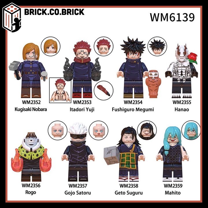 Mô hình Jujutsu Kaisen Minifigure Chú Thuật Hồi Chiến Đồ Chơi Lắp Ráp Anime Nổi Tiếng Nhật Bản Gojo Yuji Hanao WM6139