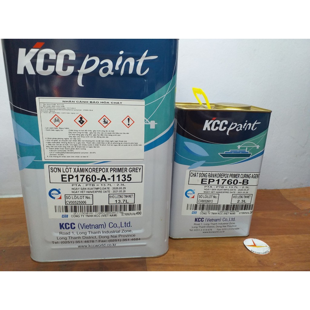 Sơn lót mạ kẽm KCC Epoxy EP1760-A-1135 màu xám _Bộ 16L