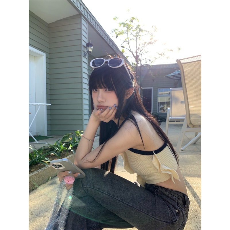 Cocory vn Áo Lửng Hai Dây Hở Lưng Gợi Cảm Cho Nữ