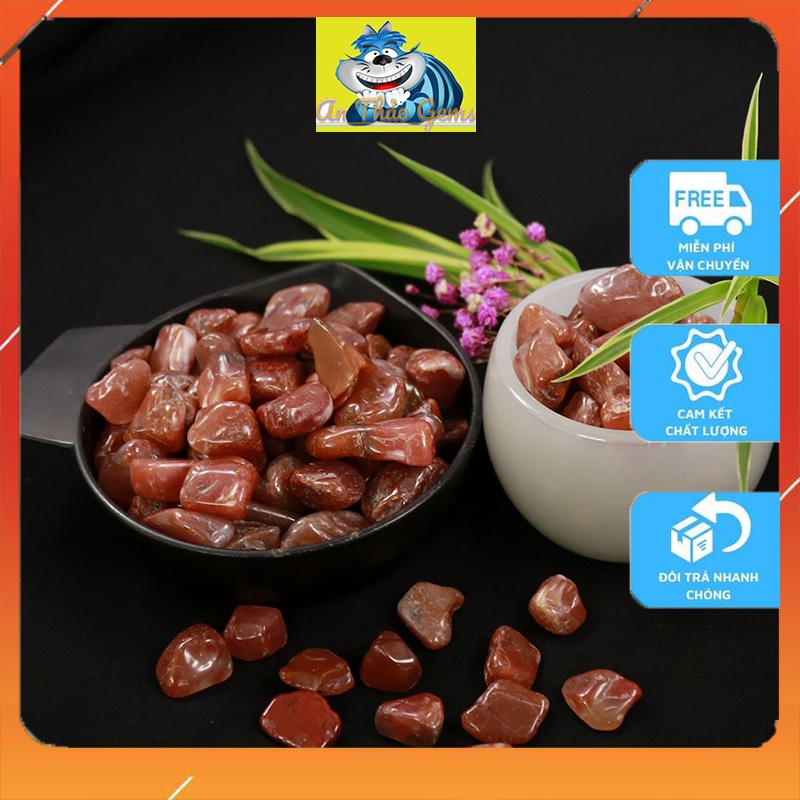 Đá Vụn Màu Đỏ - Red Agate, Đá Thanh Tẩy, Vụn Đá Phong Thuỷ Dùng Trang Trí, Thả Bể Cá, Làm Đồ Vật May Mắn