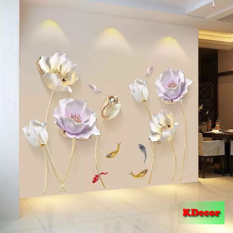 Decal dán tường Hoa sứ trắng trang trí nhà cửa