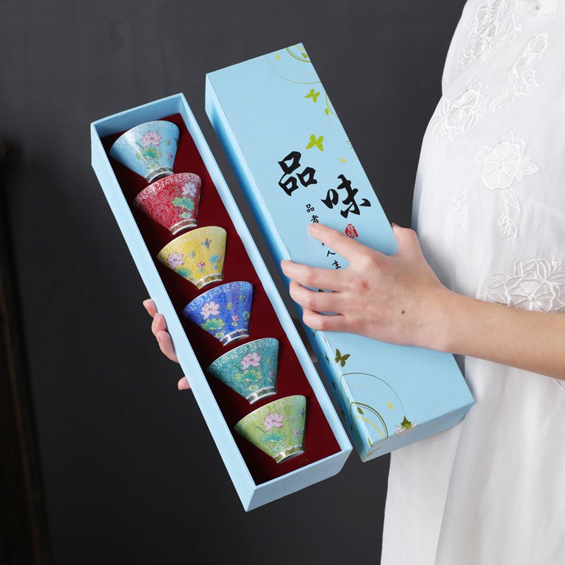 Bộ 6 chén uống trà gốm cảnh đức