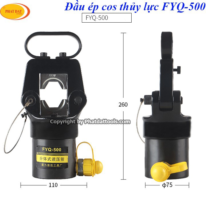 Đầu ép cốt thủy lực FYQ500 kèm bơm CP180 - Phạm vi ép 16-500mm2