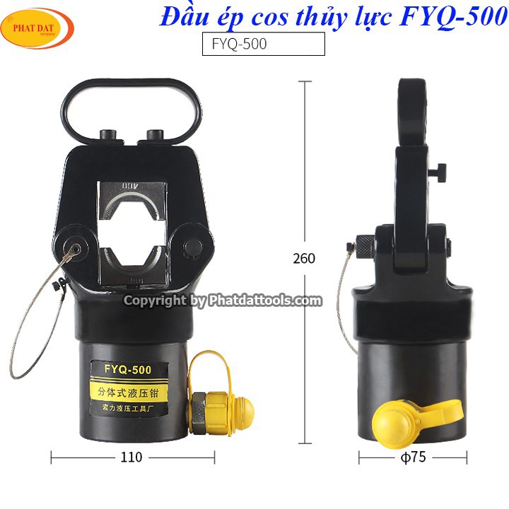 Đầu ép cos thủy lực FYQ500 kèm bơm CP180-Phạm vi ép 16-500mm2