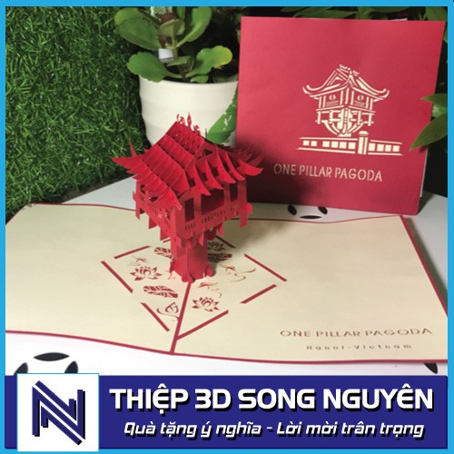 Thiệp 3D Chùa Một Cột - Song Nguyên, mô hình Chùa Một Cột Hà Nội, làm quà tặng, quà lưu niệm