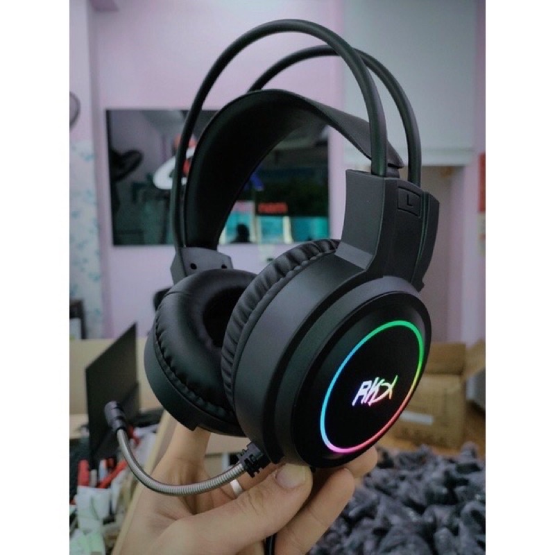 Tai nghe chụp tai tai nghe gaming RKX kèm Mic có đèn Led dễ thương Chân usb 7.1 MVT Store