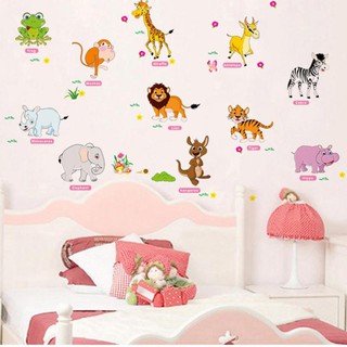 Decal dán tường Thú Tiếng Anh