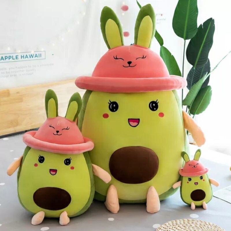 Thú Bông Hình TRÁI BƠ đội nón 30cm - Chất Miniso Co Giãn 4 Chiều - Xịn Xò