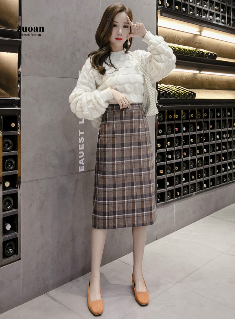 [ Mã 11FASHIONSALE1 giảm 10K đơn 50K ] Chân Váy Kẻ Caro Dài Dáng Lưng Cao Xẻ Tà Thời Trang Dành Cho Nữ | BigBuy360 - bigbuy360.vn