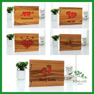 Album ảnh bìa gỗ 22x16cm, album ảnh dán lưu giữ kỉ niệm