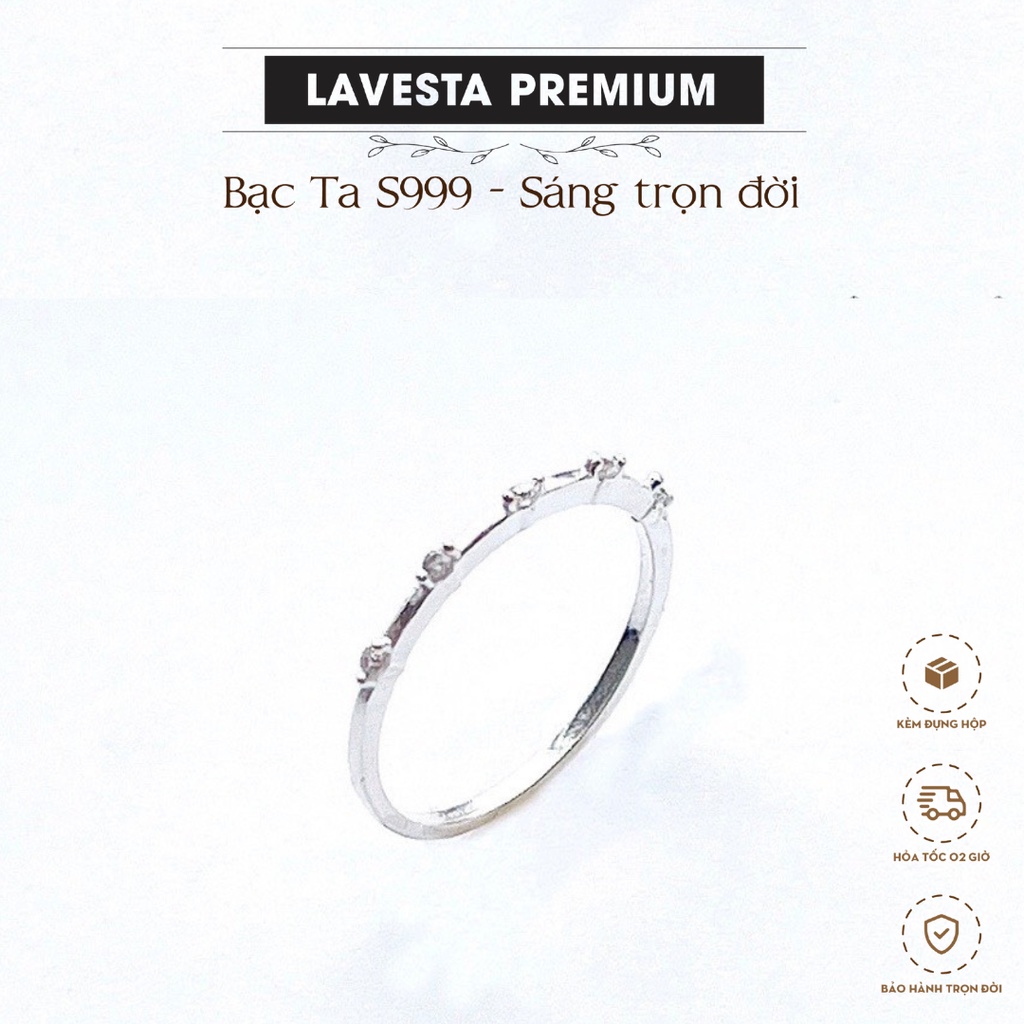 Nhẫn nữ bạc ta S999 nguyên chất đính đá pha lê SUN556 lavesta premium