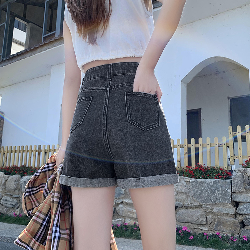 Quần Short Nữ Jeans Denim Lưng Cao Thời Trang Hàn