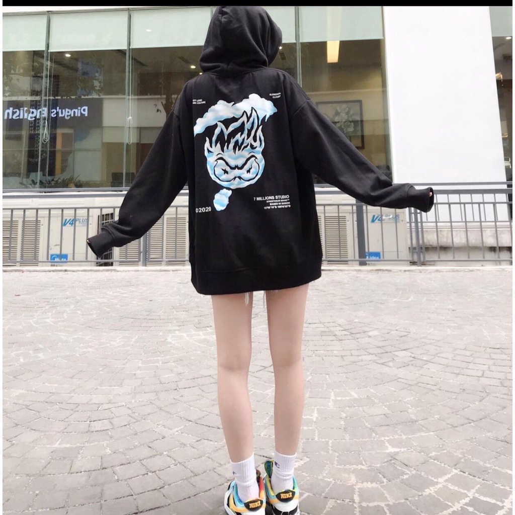 Áo nỉ nam nữ tay bo chun ,có mũ, form rộng unisexÁo hoodie dài tay thể thao ulzzang in hình đám mây  freeship sale