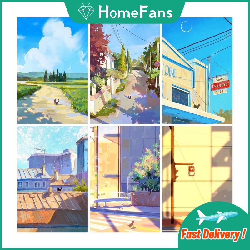 Bộ Tranh Đính Đá 5D Tự Làm 30x50cm Hình Mèo Đáng Yêu Trang Trí Nhà Cửa