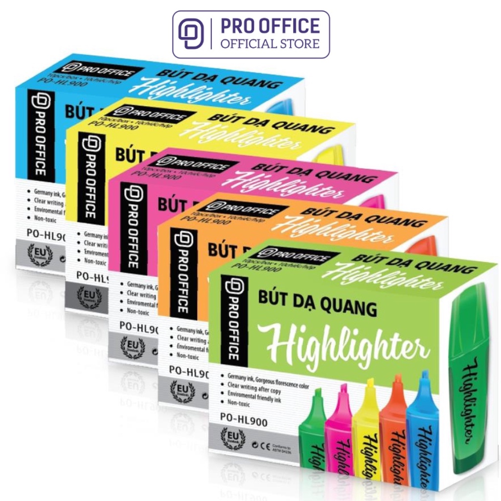 Bút Dạ Quang Highlight PRO OFFICE - 1 Chiếc - Hỗ Trợ Ghi Chú, Màu Sắc Tươi Sáng, Phản Quang Tốt HL900
