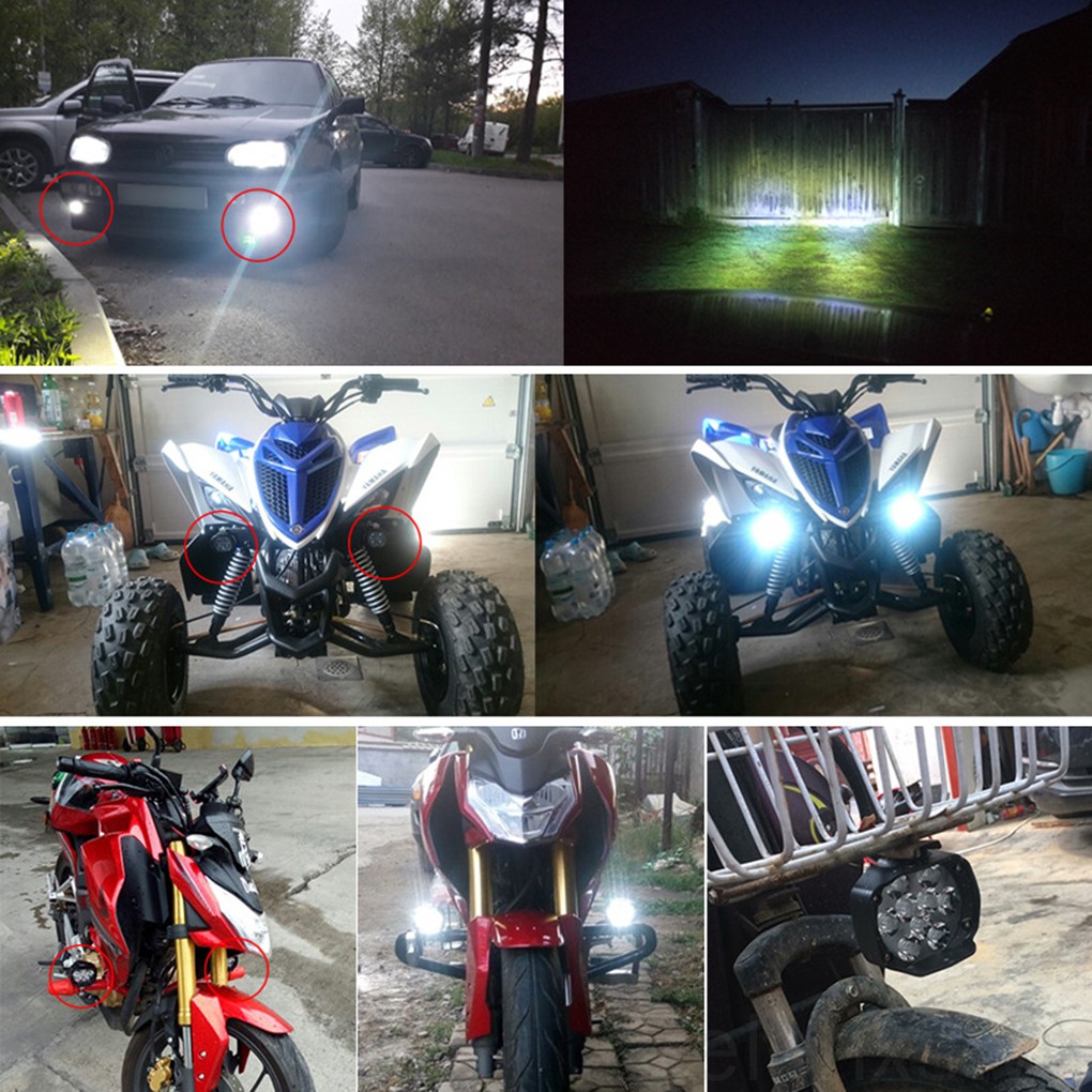 2Pcs/set Motorcycle External LED Spotlight 6 LED 8W 1000LM 6500K Light Replacement Kit High Brightenss ELENXS