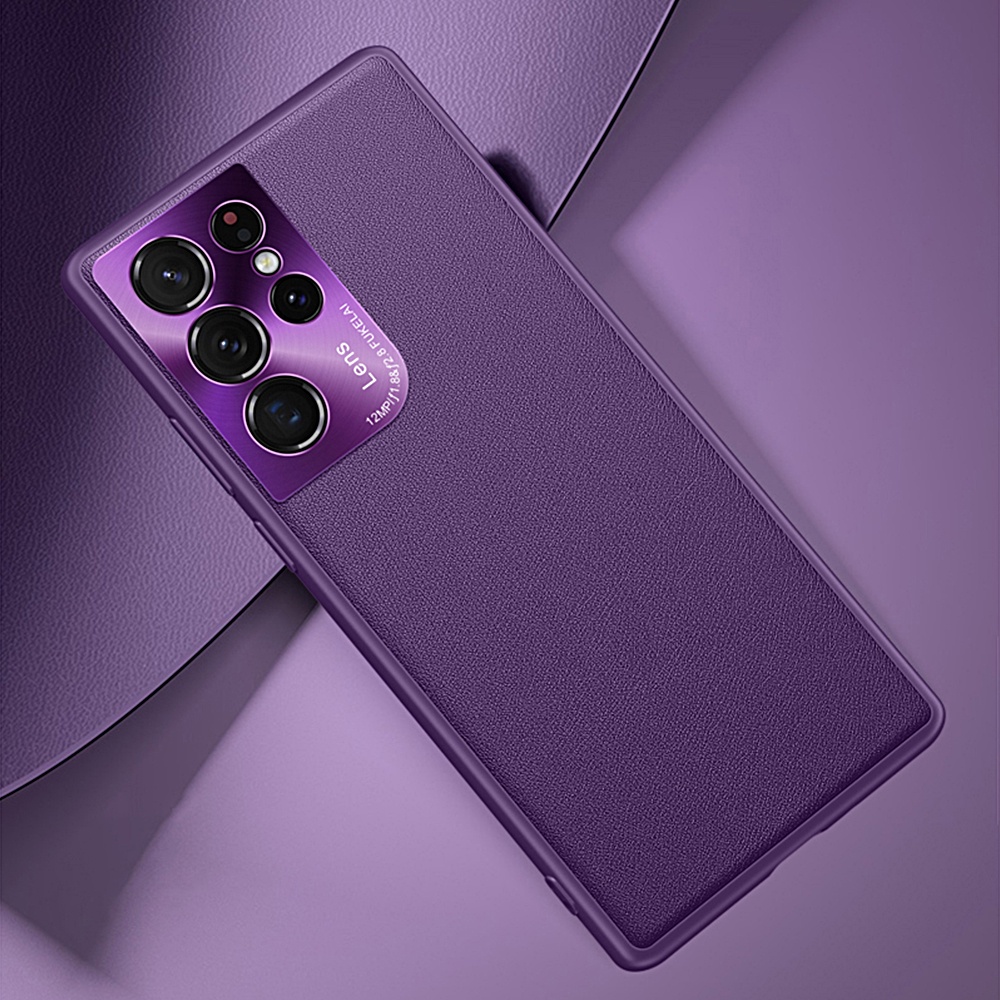 Ốp Điện Thoại Da Siêu Mỏng Có Khung Kim Loại Bảo Vệ Camera Cho Samsung A53 A33 S22 S21 Ultra Plus S20 Fe Note 20 Ultra 5G