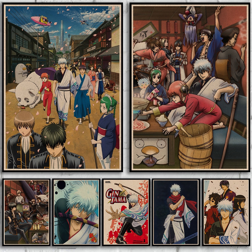 Gintama Nhật Bản Cổ Điển Anime Hoạt Hình Gintama Gintama Giấy Kraft Poster Văn Học Hoài Cổ Thanh Ký 