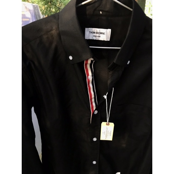 Áo sơ mi Thom browne đen viền khuy cao cấp