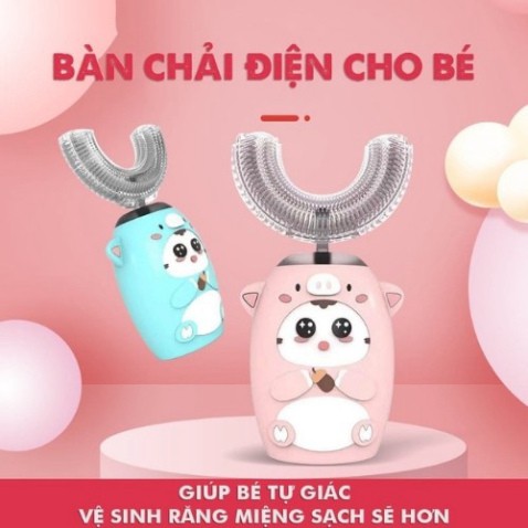 [CHÍNH HÃNG]Bàn Chải Đánh Răng Điện Trẻ Em V6-Máy Đánh Răng Chữ U Cho Bé An Toàn Vệ Sinh-Bàn Chải Điện Chất Liệu Silicon