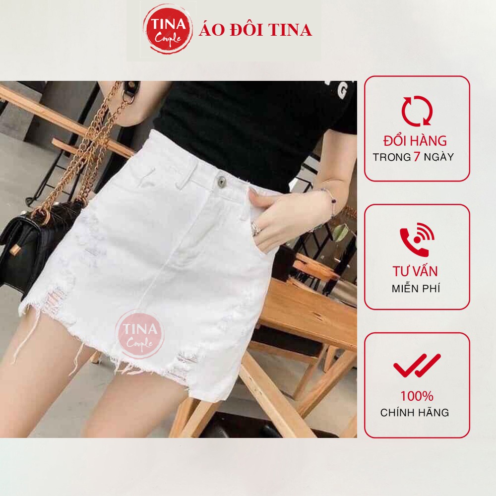 Chân Váy Ngắn Jean, CV Quần Bò Lót Trong Có Thể Chơi Tennis, Rách Màu Đen - Trắng | BigBuy360 - bigbuy360.vn