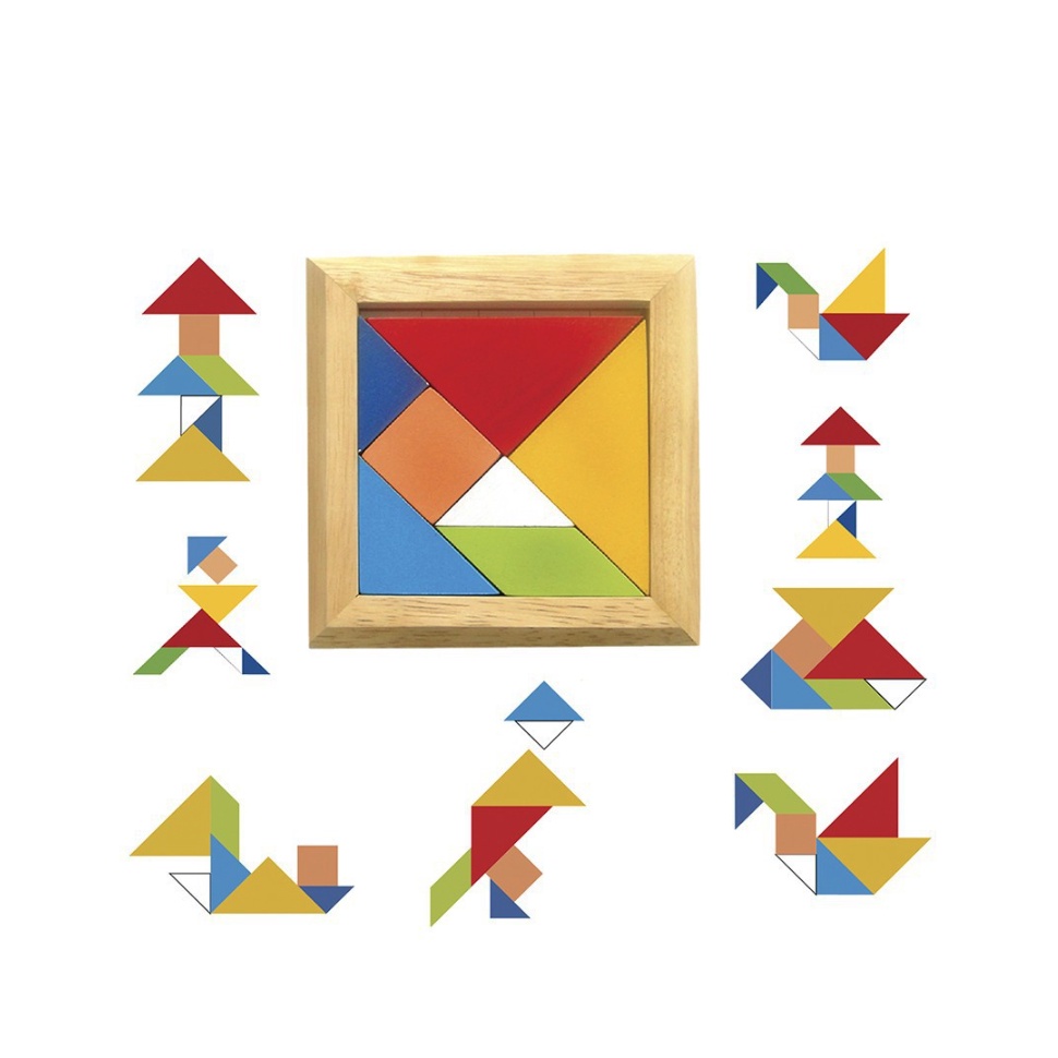 Bộ Đồ chơi xếp hình Tangram bằng gỗ - kích thước 12.1x12.1 cho bé yêu