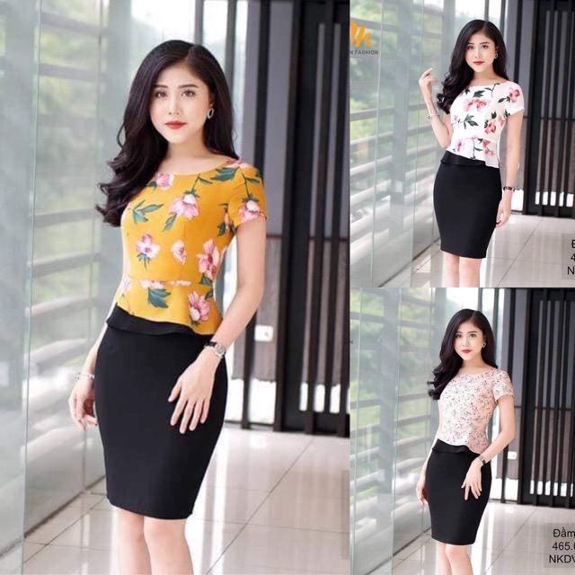 Đầm ôm peplum phối hoa V246 | WebRaoVat - webraovat.net.vn