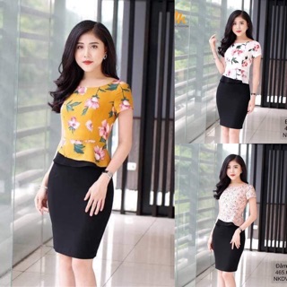 Đầm ôm peplum phối hoa V246