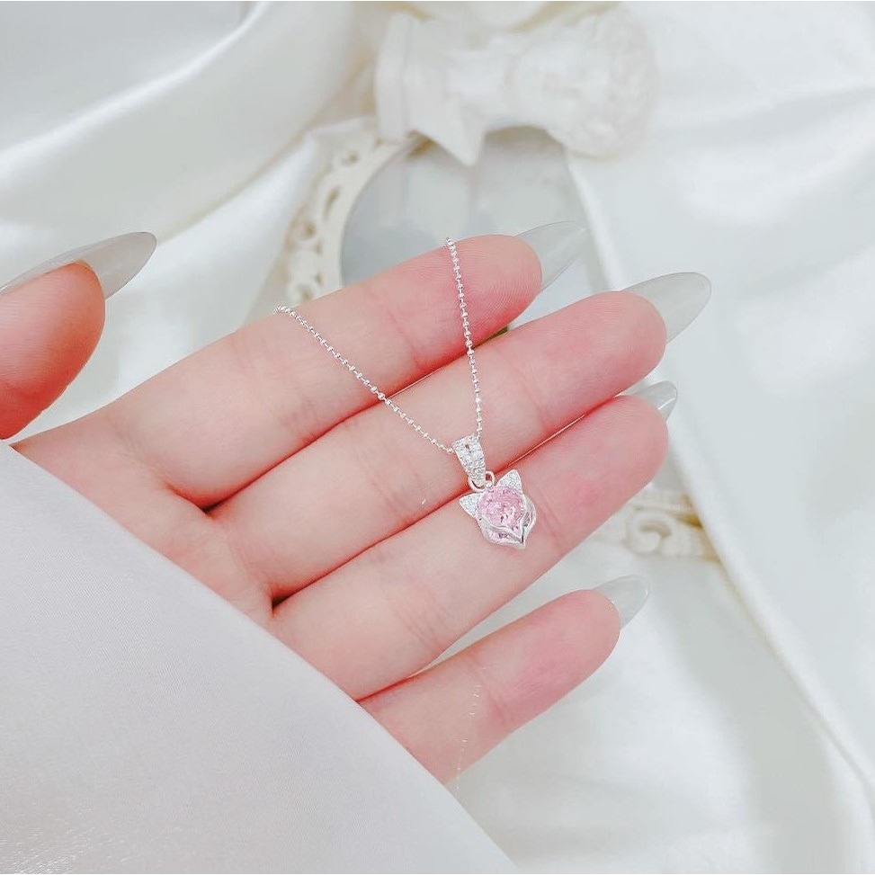 Dây chuyền bạc nữ mặt hồ ly đính đá màu - Trang sức bạc Evasilver