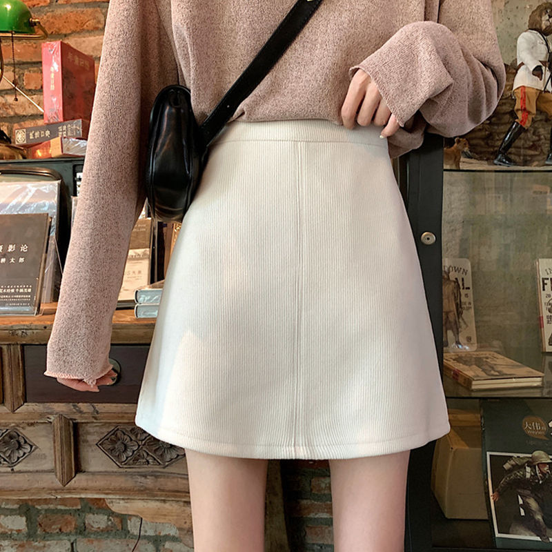 Chân Váy Dạ Corduroy Skirt Women's New Skirt Loose Temperament Short Skirt High Waist A-line Skirt | BigBuy360 - bigbuy360.vn