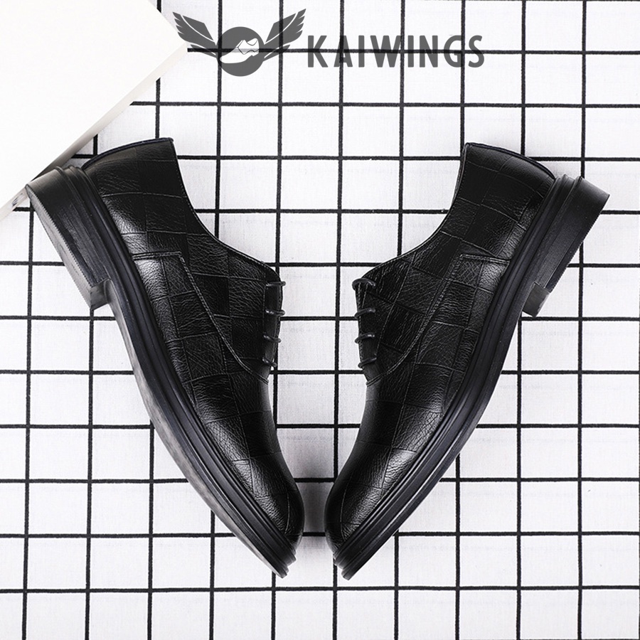 Giày Da Nam Buộc Dây Công Sở Cao Cấp KAIWINGS Giày Nam Đẹp Da Bò Hàn Quốc GNK15