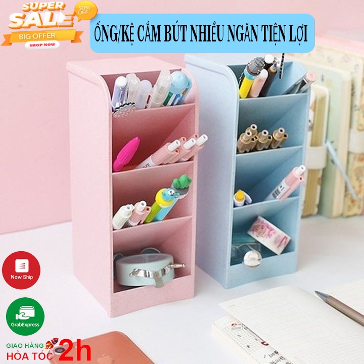 Kệ nhựa đựng bút , đồ trang điểm để bàn 4 tầng, 4 ngăn nhỏ gọn văn phòng phẩm