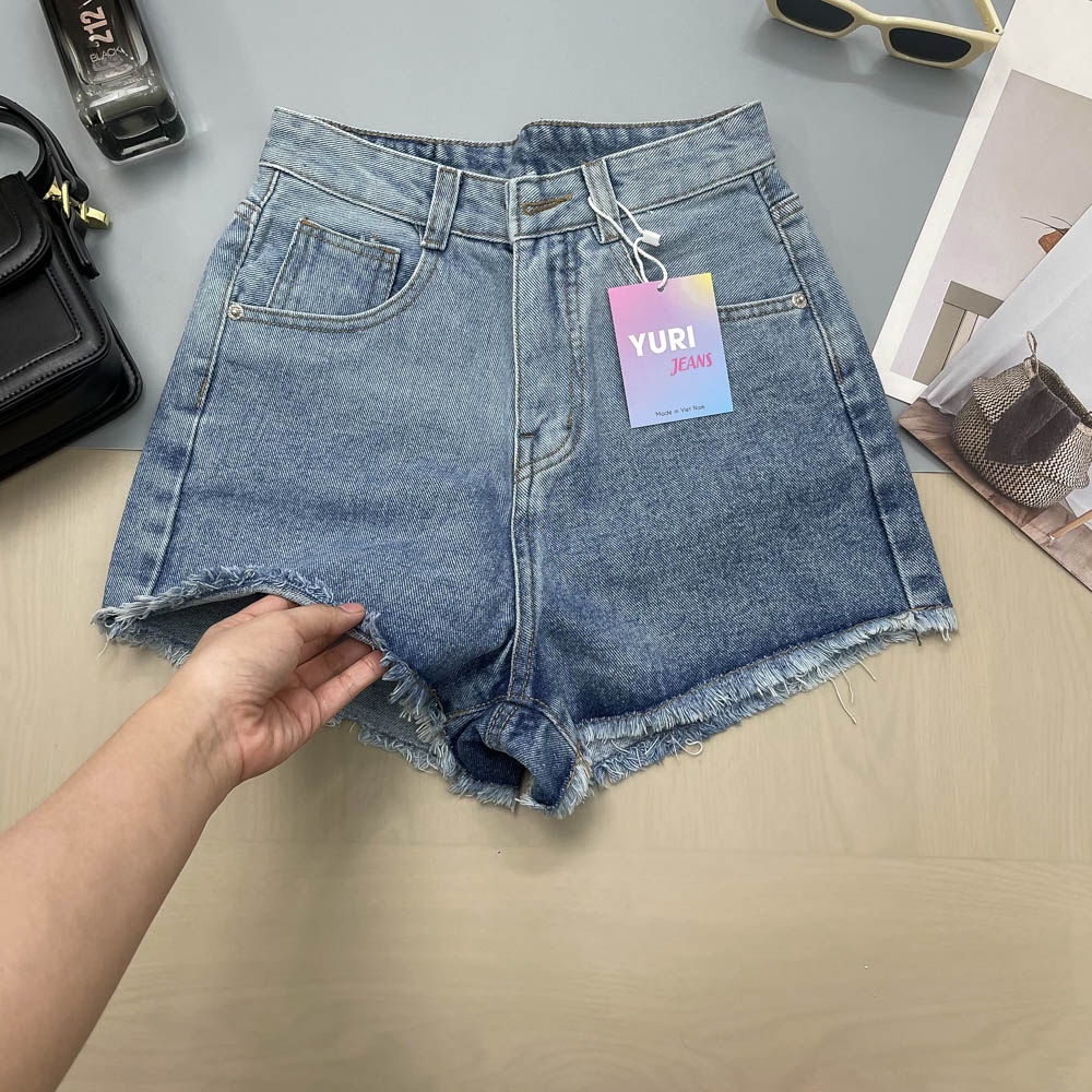 [FreeShip] Quần Sọt Nữ YuRi Jeans Lưng Cao Cá Tính Màu Xanh Loang Đủ Size S M L | BigBuy360 - bigbuy360.vn