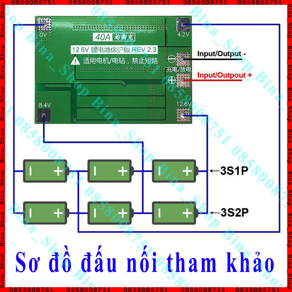 Mạch sạc bảo vệ pin 3S 40A 12.6V cân bằng / tiêu chuẩn