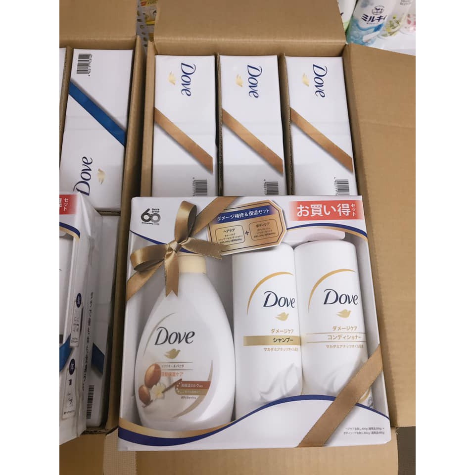 Sữa tắm dầu gội dầu xả Dove Nhật Bản set 3