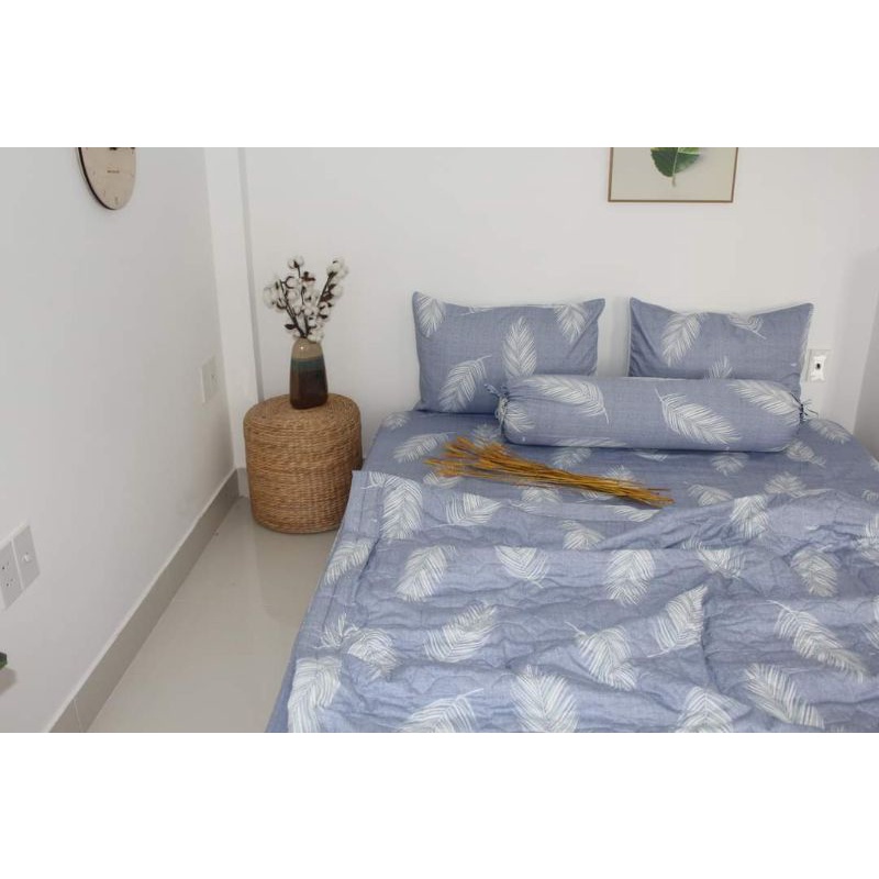 (ảnh thật) Drap Thắng Lợi, ga trãi giường chuẩn logo CTY cotton 100% LÁ CỌ XÁM