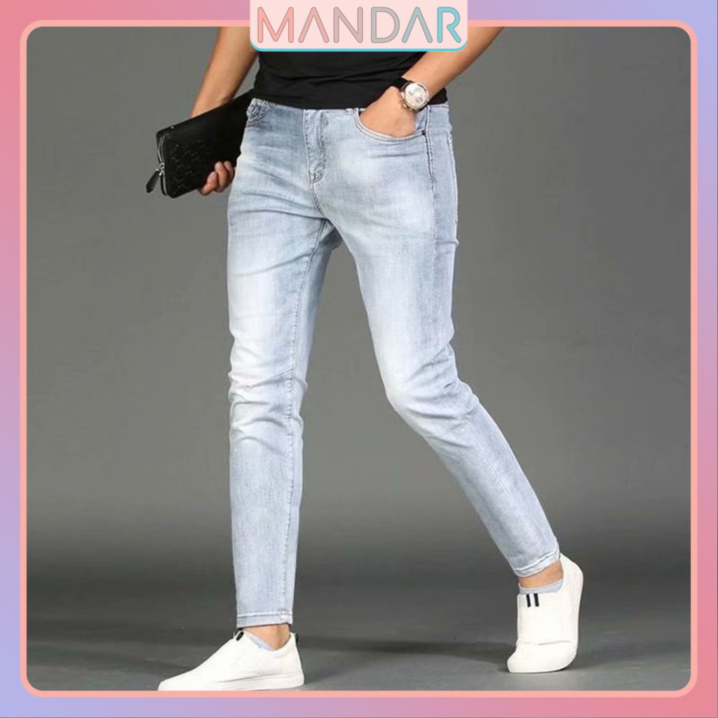 Quần jean Nam trơn co giãn cao cấp màu đẹp, không rách - Hot trend 2021